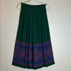 JONATHAN MARTIN Vintage Green Blue and Pink Patterned Maxi Skirt SZ 8